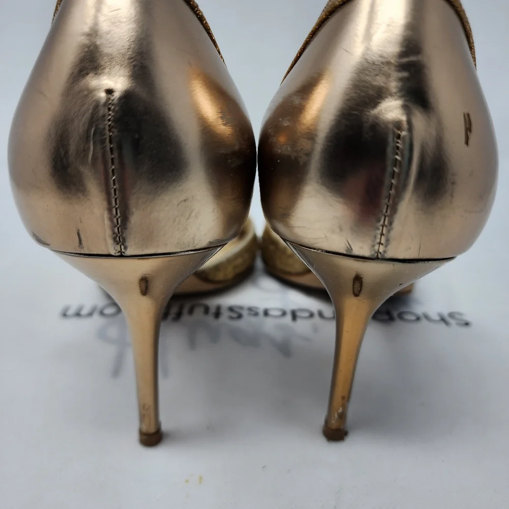 Jimmy Choo Gold Leather Pumps 39.5